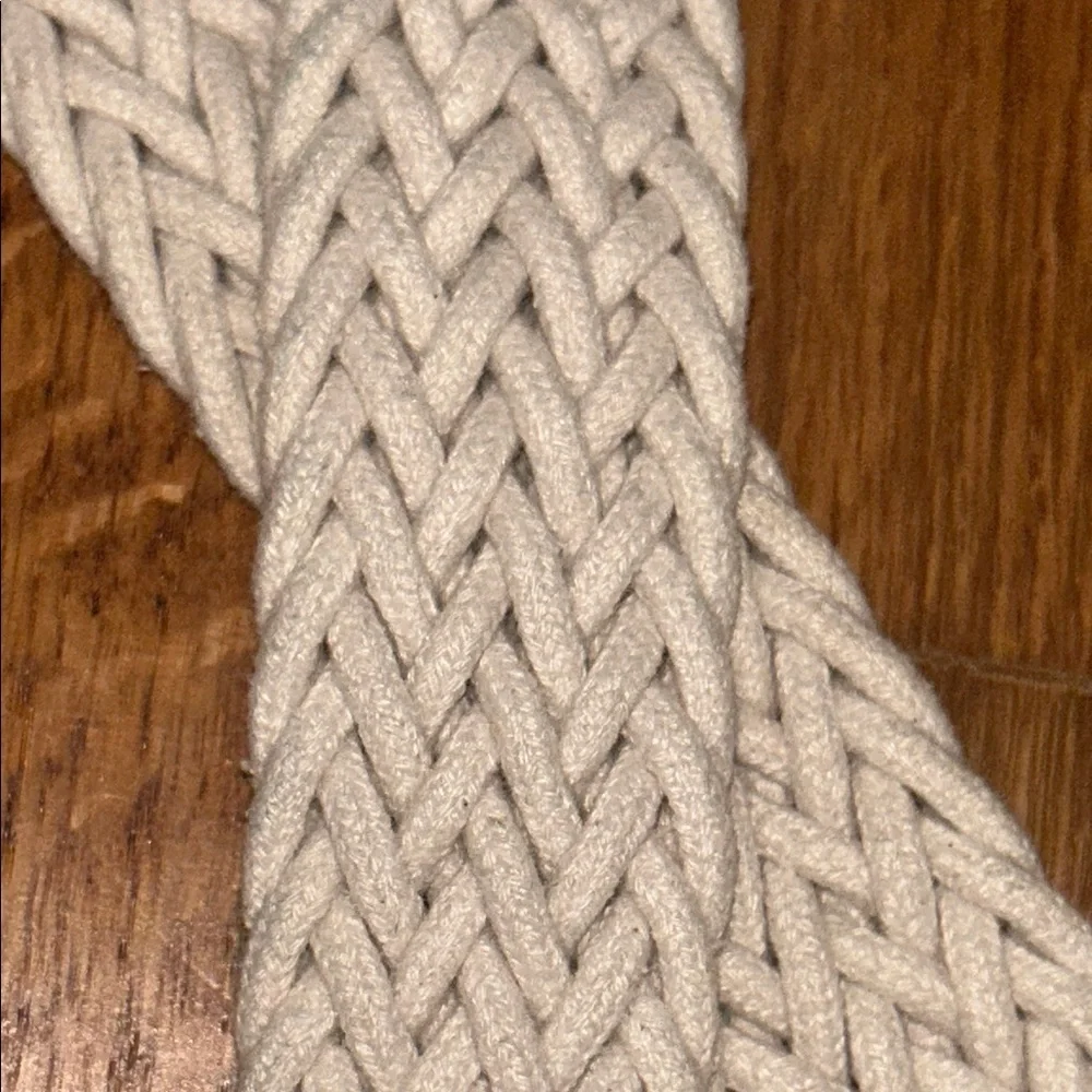 Woven Vintage Braided Cream Belt with Brown Accents MD/ LG